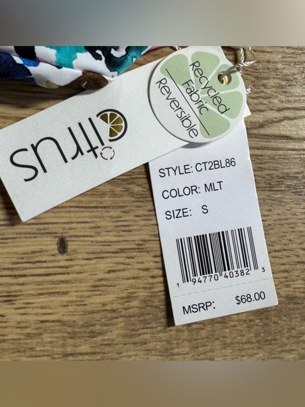 Citrus Reversible One Shoulder Bikini Top Pink Multi Small NWT - Picture 2 of 9